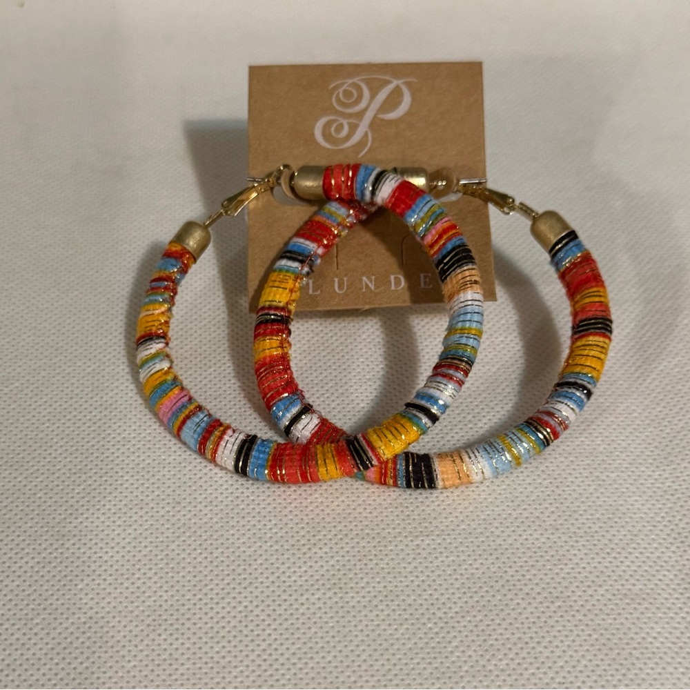 Multi-Color Wrapped Hoop Earrings - Women Jewelry